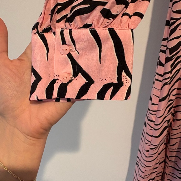 RIXO Pink and Black Zebra Long Sleeve Dress - Picture 6 of 7